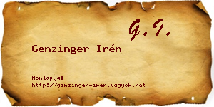 Genzinger Irén névjegykártya